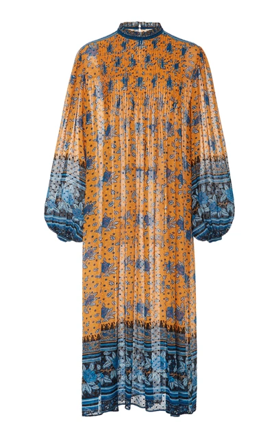 Shop Ulla Johnson Prisma Silk Midi Dress In Orange