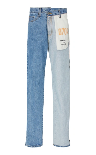 Shop Monse Inside Out Mismatched Denim Jeans In Blue