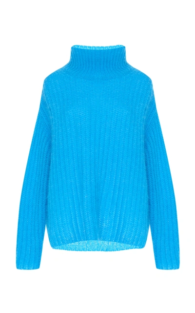 Shop Marni Mohair Knit Turtleneck Sweater In Blue