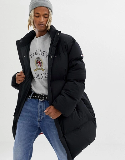 Tommy Jeans Long Oversize Down Puffer Coat In Black - Black | ModeSens