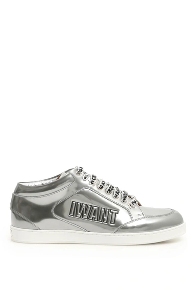 Shop Jimmy Choo Miami Logo Sneakers In Silver Black|argento