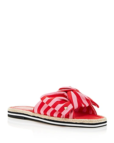 Shop Kate Spade New York Women's Caliana Striped Bow Flat Sandals In Pink Red