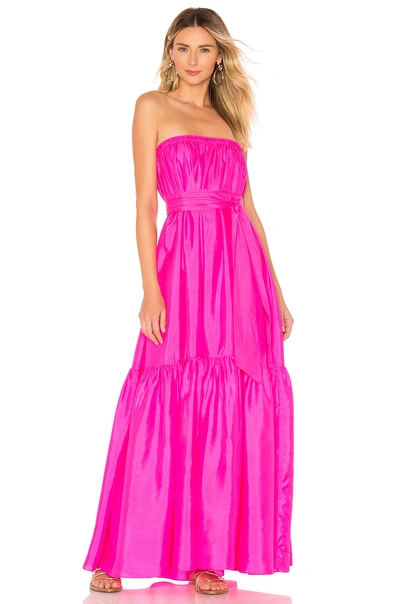 Shop Anaak Sakura Strapless Dress In Fuchsia