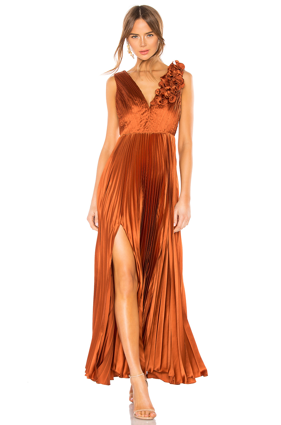 copper maxi dress