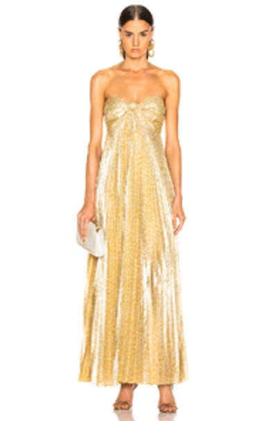 Shop Alexis Joya Dress In Metallic. In Gold Lame