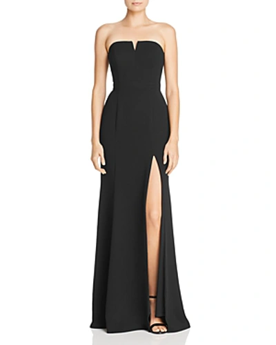 Shop Aqua Strapless Crepe Gown - 100% Exclusive In Black