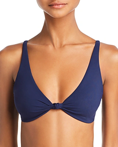 Shop Tory Burch Solid Knotted Bikini Top In Tory Navy