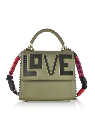 Shop Les Petits Joueurs Mini Alex Black Widow Satchel Bag In Green