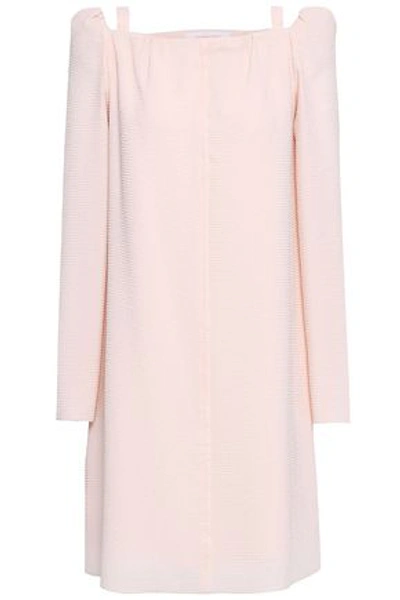 Shop See By Chloé Woman Cutout Crinkled Woven Mini Dress Pastel Pink