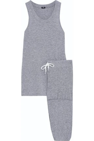 Shop Monrow Woman Mélange Stretch-jersey Pajama Set Gray
