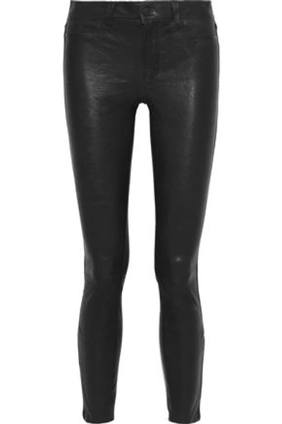 Shop J Brand L8001 Stretch-leather Skinny Pants In Black