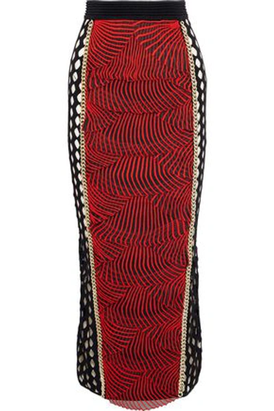 Shop Balmain Chain-trimmed Embroide In Red