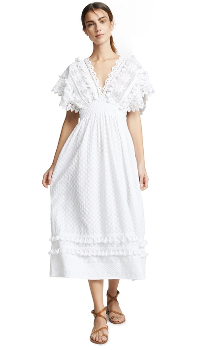 Shop Place Nationale Sables Maxi Caftan Dress In White Embroidered