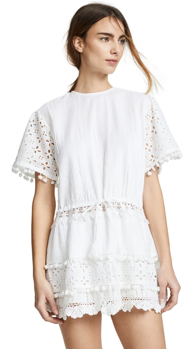 Shop Place Nationale Albi Eyelet Mini Dress In White Pintuck
