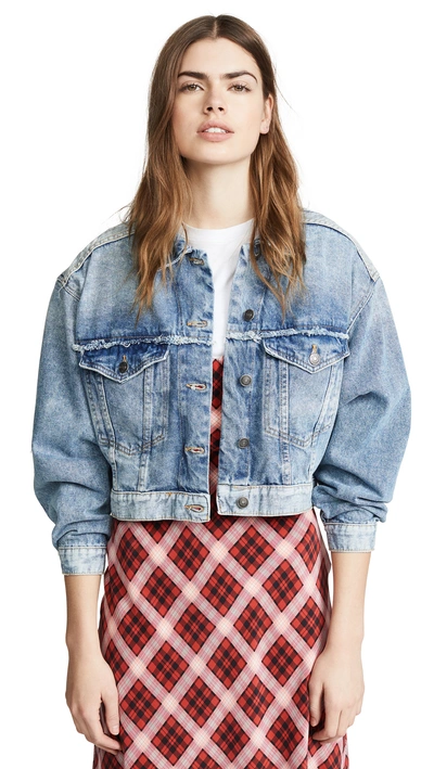 Free people bedford top cotton cropped denim jacket