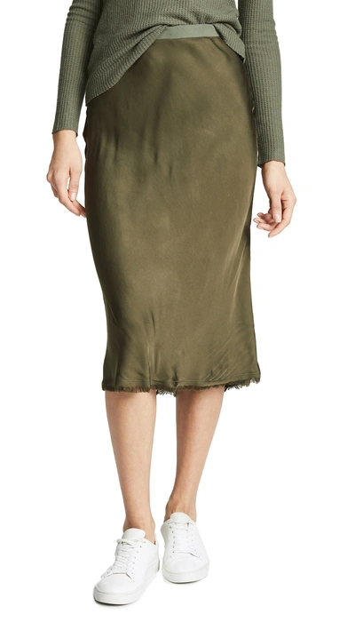 Shop Nation Ltd Mabel Bias Cut Slip Skirt In Sergeant Green