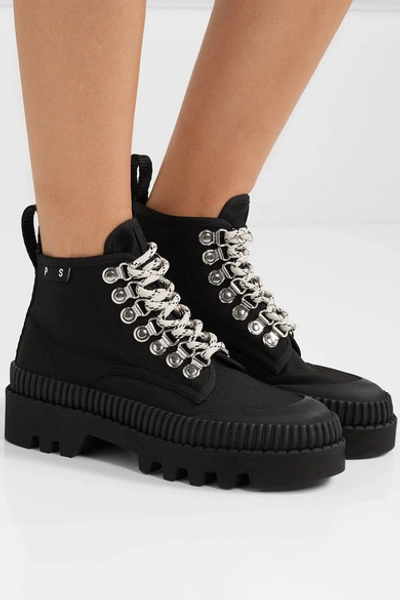 Shop Proenza Schouler Cotton-canvas Ankle Boots In Black
