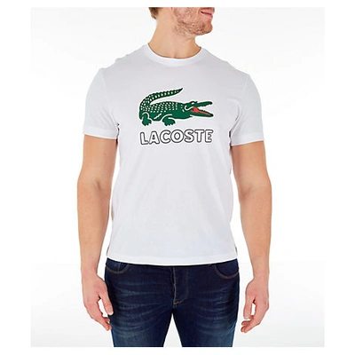 Shop Lacoste Men's Big Croc Script T-shirt In White