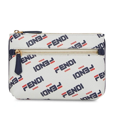 Shop Fendi Medium Pyramid Pouch In White