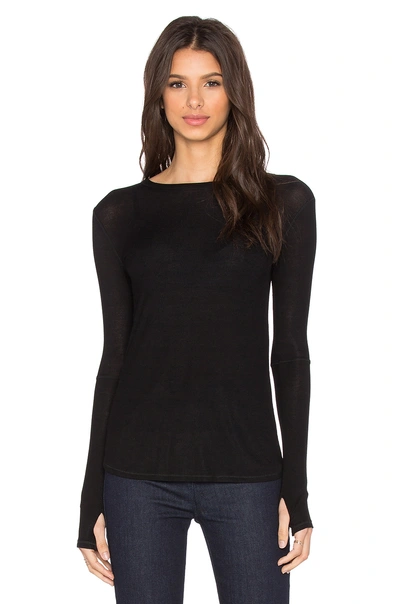 Shop Michael Lauren Everett Long Sleeve Thumbhole Tee In Black