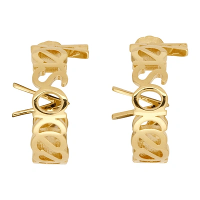 Shop Versace Gold Vintage Logo Small Hoop Earrings In D00h Gold