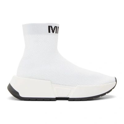 Shop Mm6 Maison Margiela White Second Skin High-top Sneakers In T1003 White