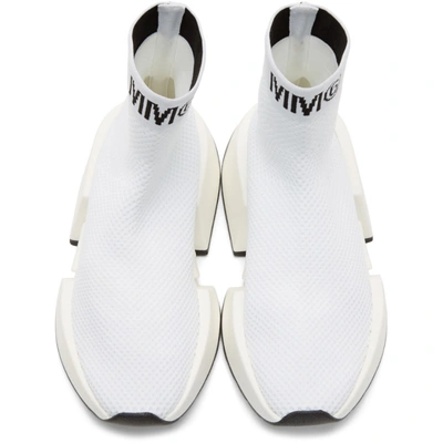 Shop Mm6 Maison Margiela White Second Skin High-top Sneakers In T1003 White