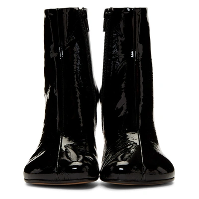 Shop Mm6 Maison Margiela Black Patent Flared Heel Boots