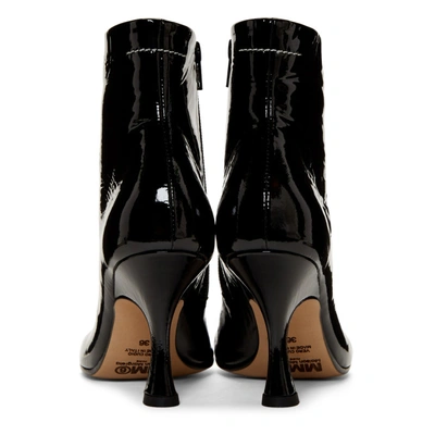 Shop Mm6 Maison Margiela Black Patent Flared Heel Boots