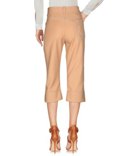 Shop Chloé Woman Cropped Pants Sand Size 6 Polyester, Virgin Wool In Beige