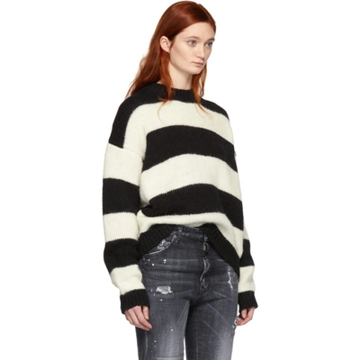 Shop Dsquared2 Black And White Alpaca Striped Sweater In 961 Black/w