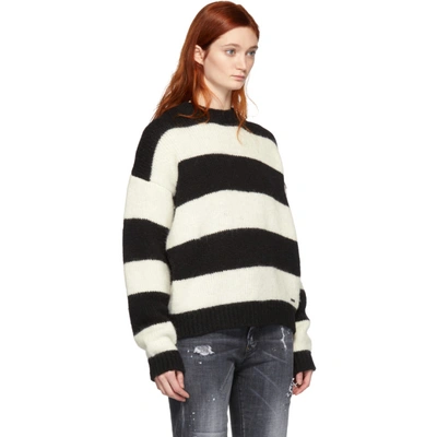 Shop Dsquared2 Black And White Alpaca Striped Sweater In 961 Black/w