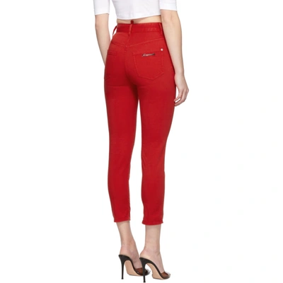 Shop Dsquared2 Red High Waist Cropped Twiggy Jeans In 309 Red