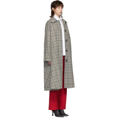 Shop Mm6 Maison Margiela Beige And Black Oversized Check Coat In 001f Check