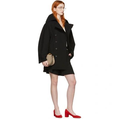 Shop Chloé Chloe Black Wool Crepe Compact Coat In 001 Black