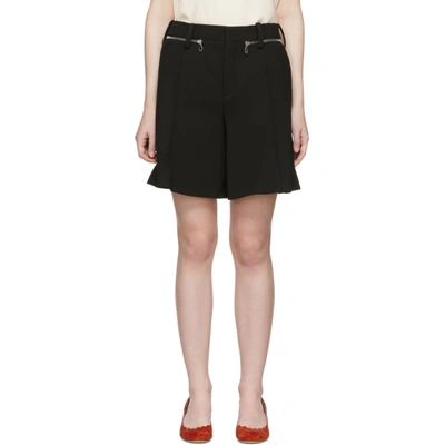 Shop Chloé Chloe Black Wool Crepe Compact Shorts In 001 Black