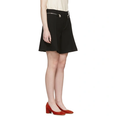 Shop Chloé Chloe Black Wool Crepe Compact Shorts In 001 Black