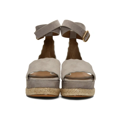 Shop Chloé Chloe Grey Suede Lauren Espadrille Sandals In 066 Elpgrey