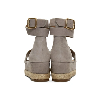 Shop Chloé Chloe Grey Suede Lauren Espadrille Sandals In 066 Elpgrey