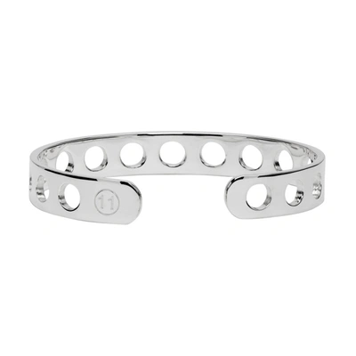 Shop Maison Margiela Silver Perforated Cuff Bracelet In 951 Silver
