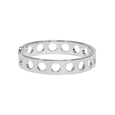 Shop Maison Margiela Silver Perforated Cuff Bracelet In 951 Silver