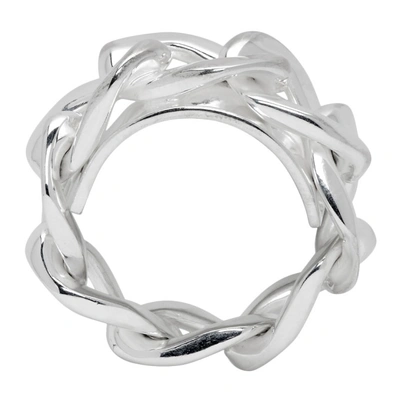 Shop Maison Margiela Silver Chain Ring In 951 Silver