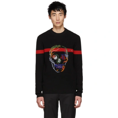 Shop Alexander Mcqueen Black And Red Skull Sweater In 1054 Bk/red