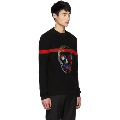 Shop Alexander Mcqueen Black And Red Skull Sweater In 1054 Bk/red