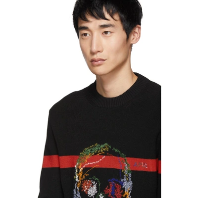 Shop Alexander Mcqueen Black And Red Skull Sweater In 1054 Bk/red