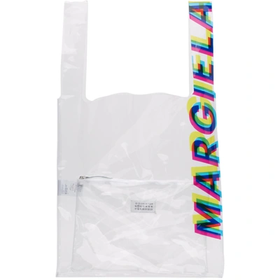 Shop Maison Margiela Transparent Pvc Logo Tote In H7369 Trans
