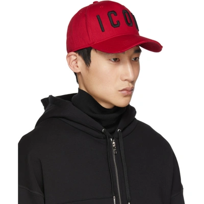 Shop Dsquared2 Red And Black Icon Baseball Cap