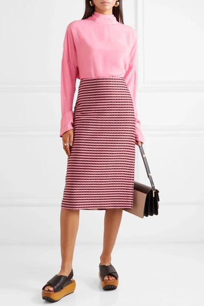 Shop Marni Draped Crepe De Chine Blouse In Pink