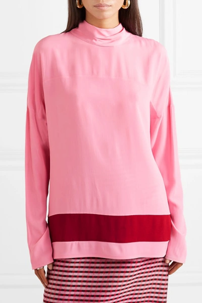 Shop Marni Draped Crepe De Chine Blouse In Pink