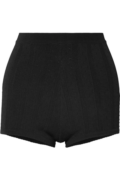 Shop Marc Jacobs Embroidered Stretch-knit Shorts In Black